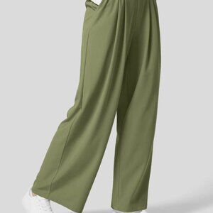 NWT Halara High Waisted Plicated Side Pocket Wide Leg Waffle Work Pants M